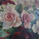 Peinture huile sur toile de Georges Danset "Bouquet de Roses"
