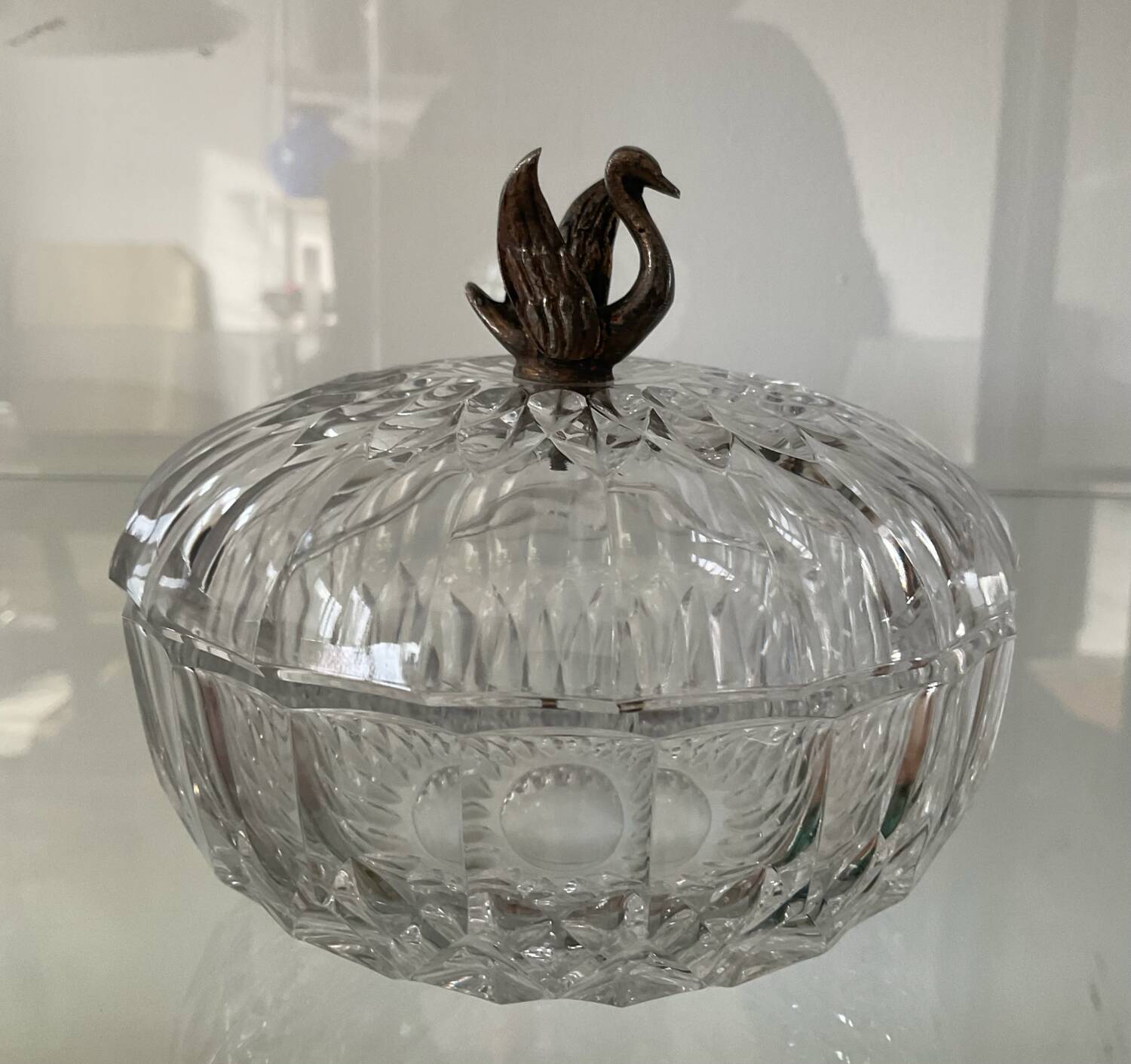 Bonbonnière vintage en cristal Val St Lambert