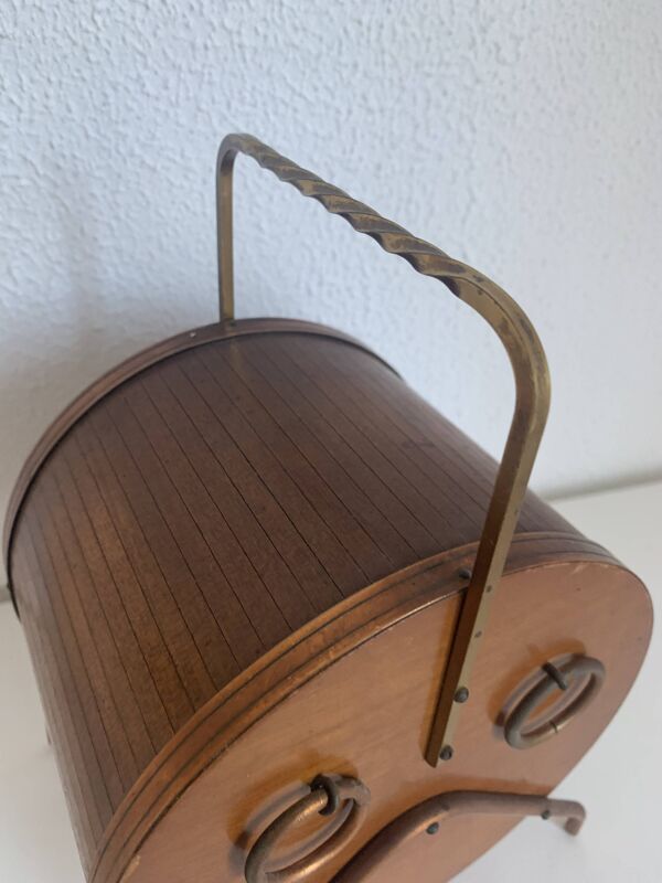 Pot vintage 1960 à tabac tabatière fut tonneau pipe vin - 25 x 14 cm