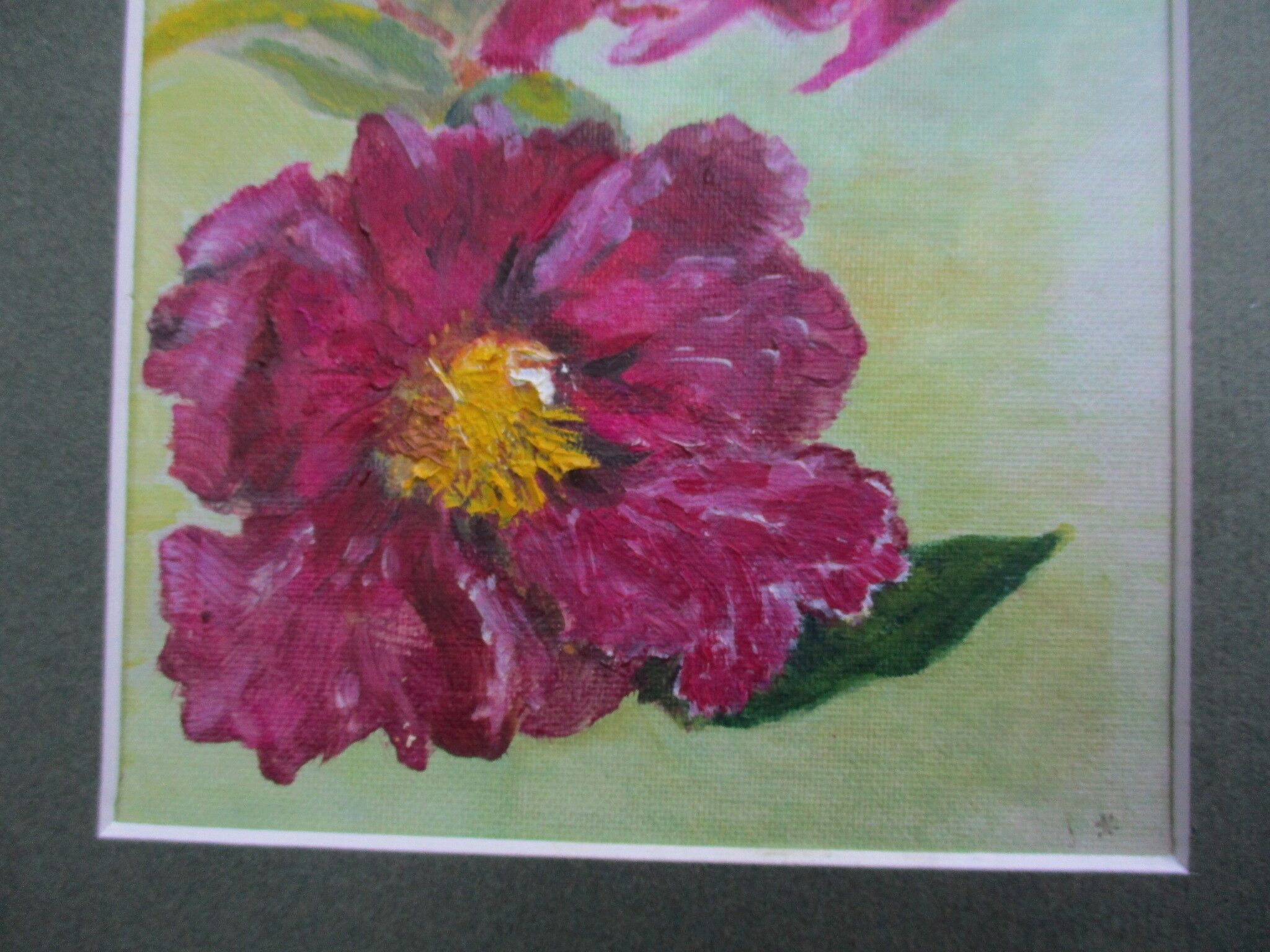 Hellebores painting, signed framed painting