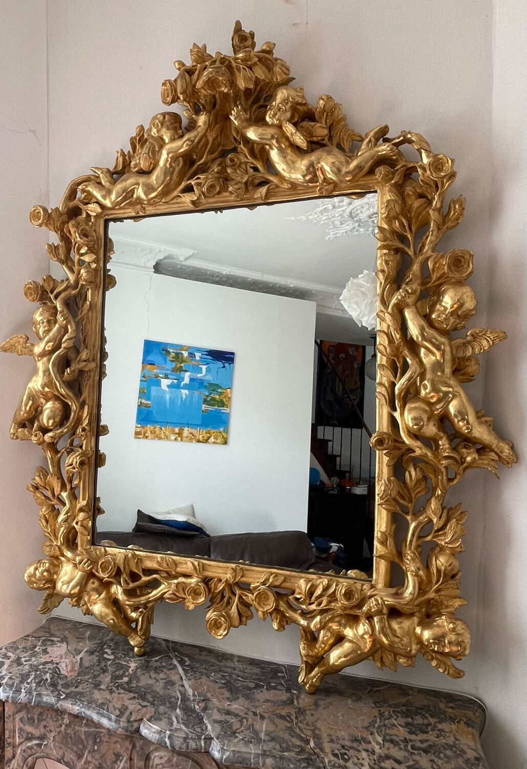 Mirror XVIIIth italian baroque 142x118cm