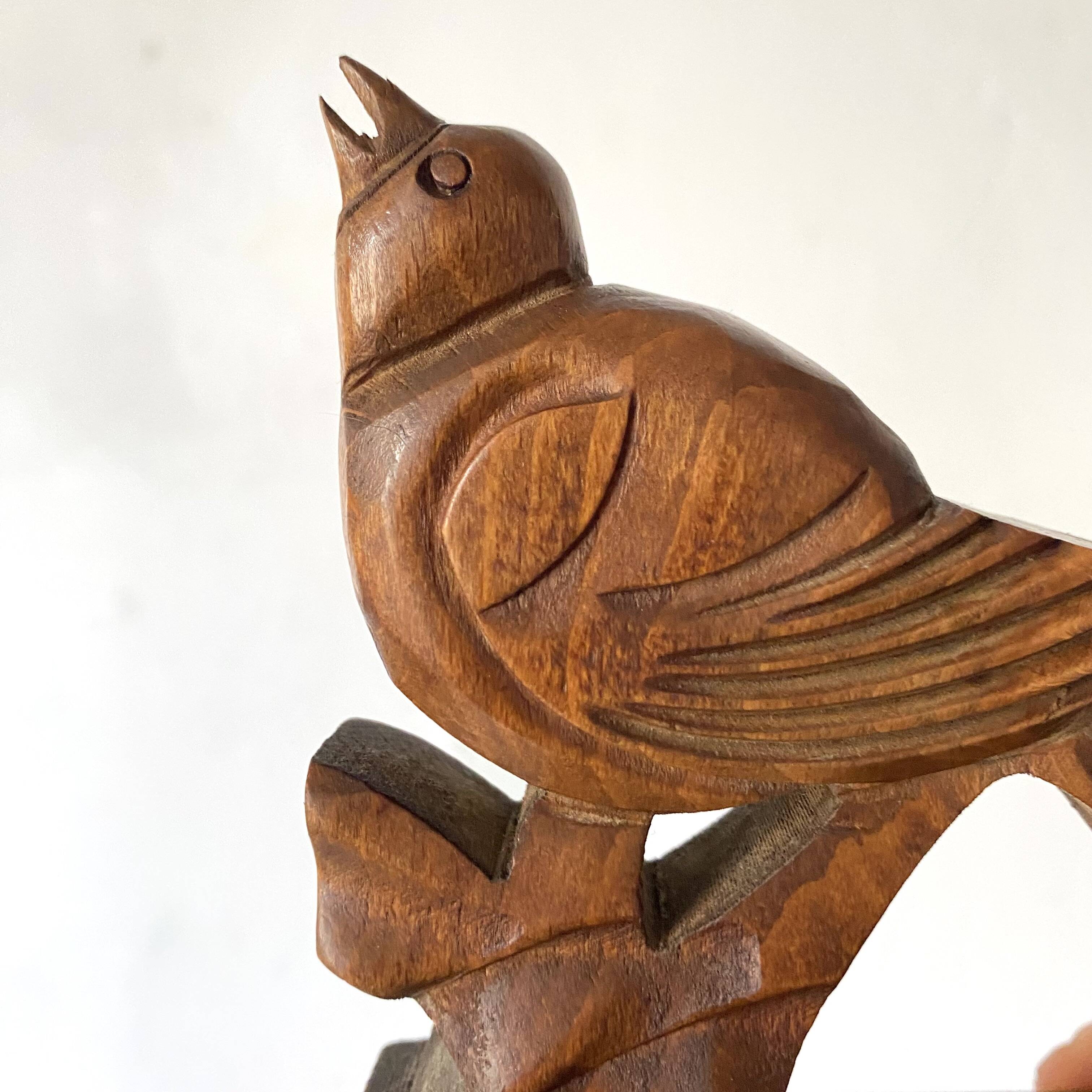 Pair of art deco wooden bookends birds