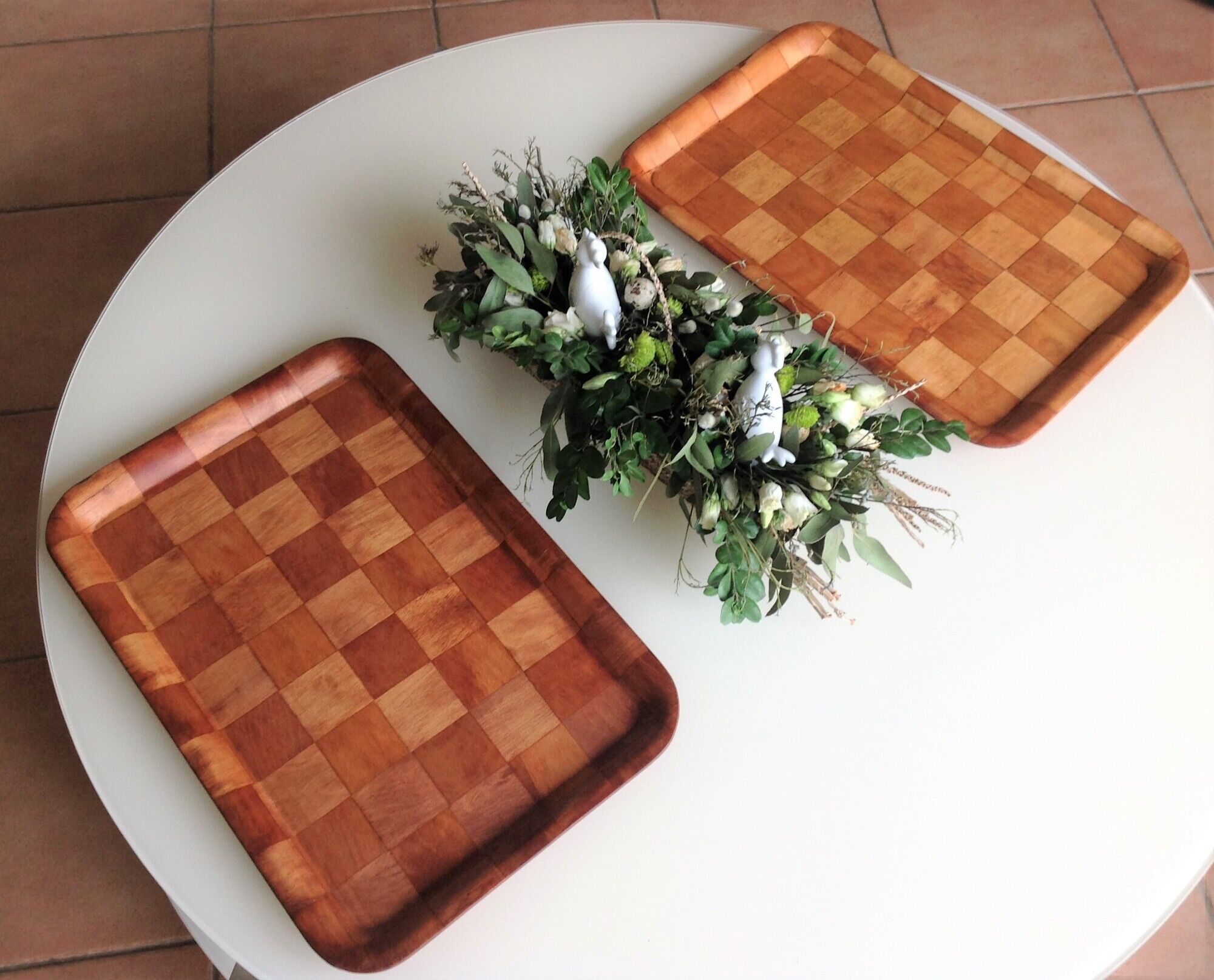 Pair of wooden tops Scandinavian style / vintage 60s-70s