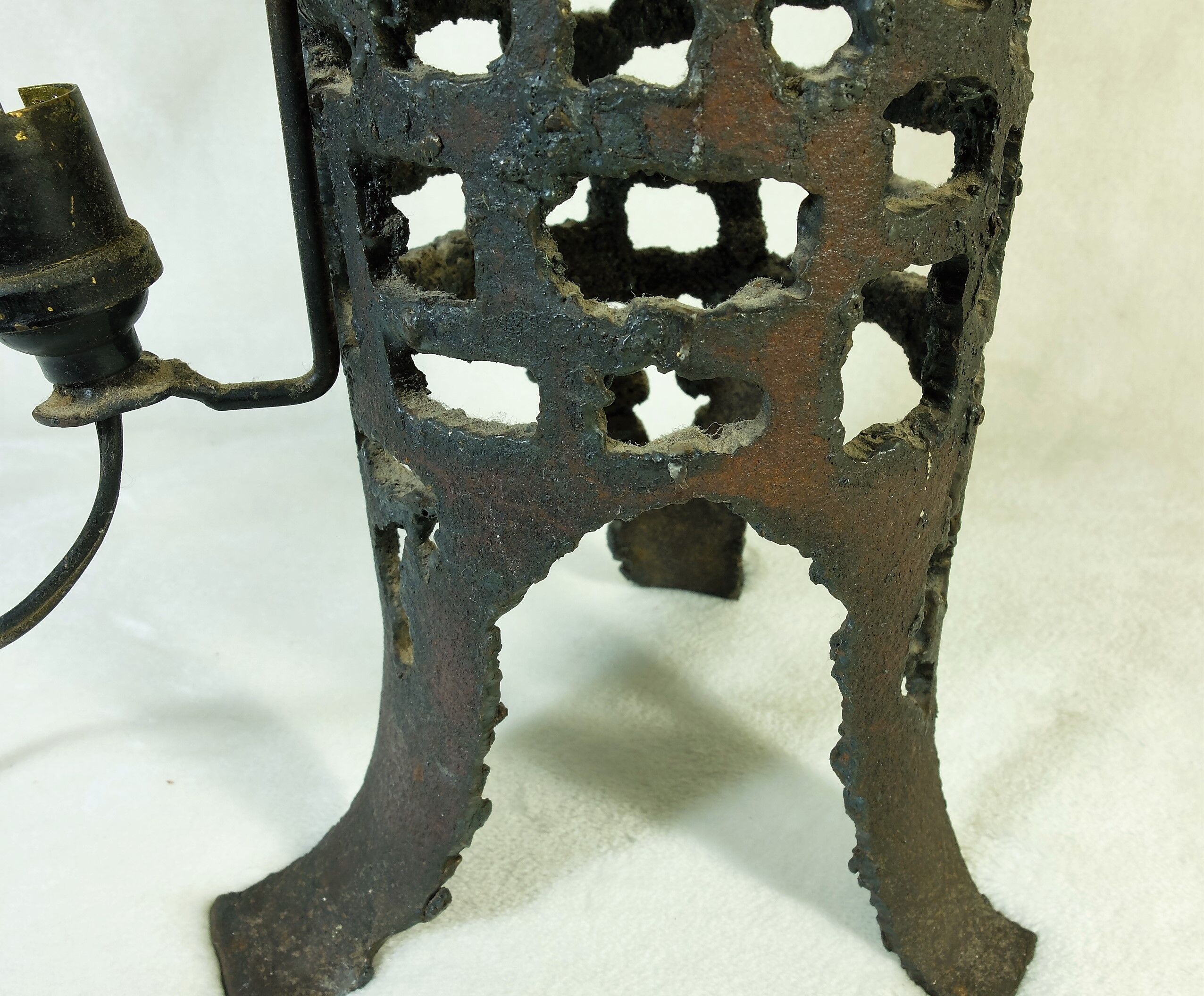 Marcello Fantoni brutalism metal lamp, 1960's