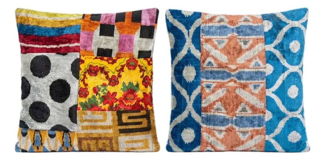 Set of 2 vintage ikat cushion covers 51x51 cm