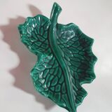 Empty pocket dish in green ceramic barbotine in Ferlay Vallauris, a small sparkle 17cm by 14cm