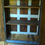 End 18th century wardrobe provençale all solid oak patinated blue by artisan cabinetmaker