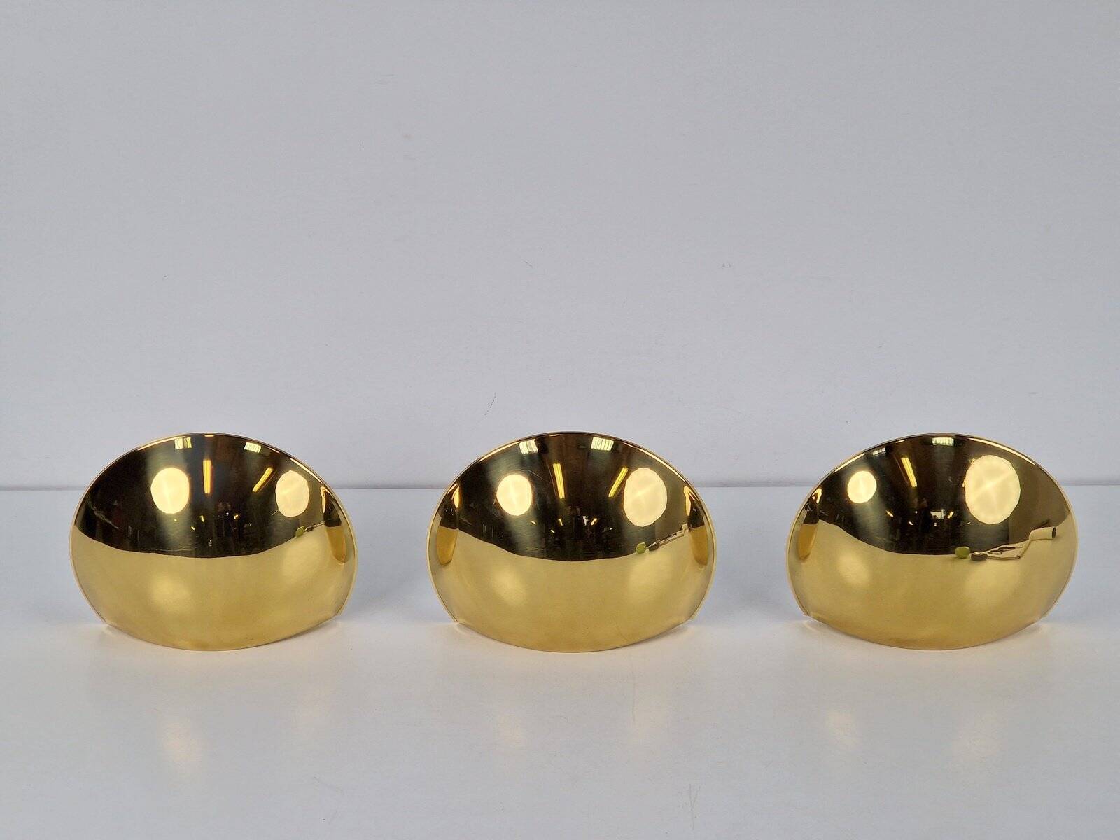 Vintage Half Moon Wall Lamps in Brass, 1980, Set of 3