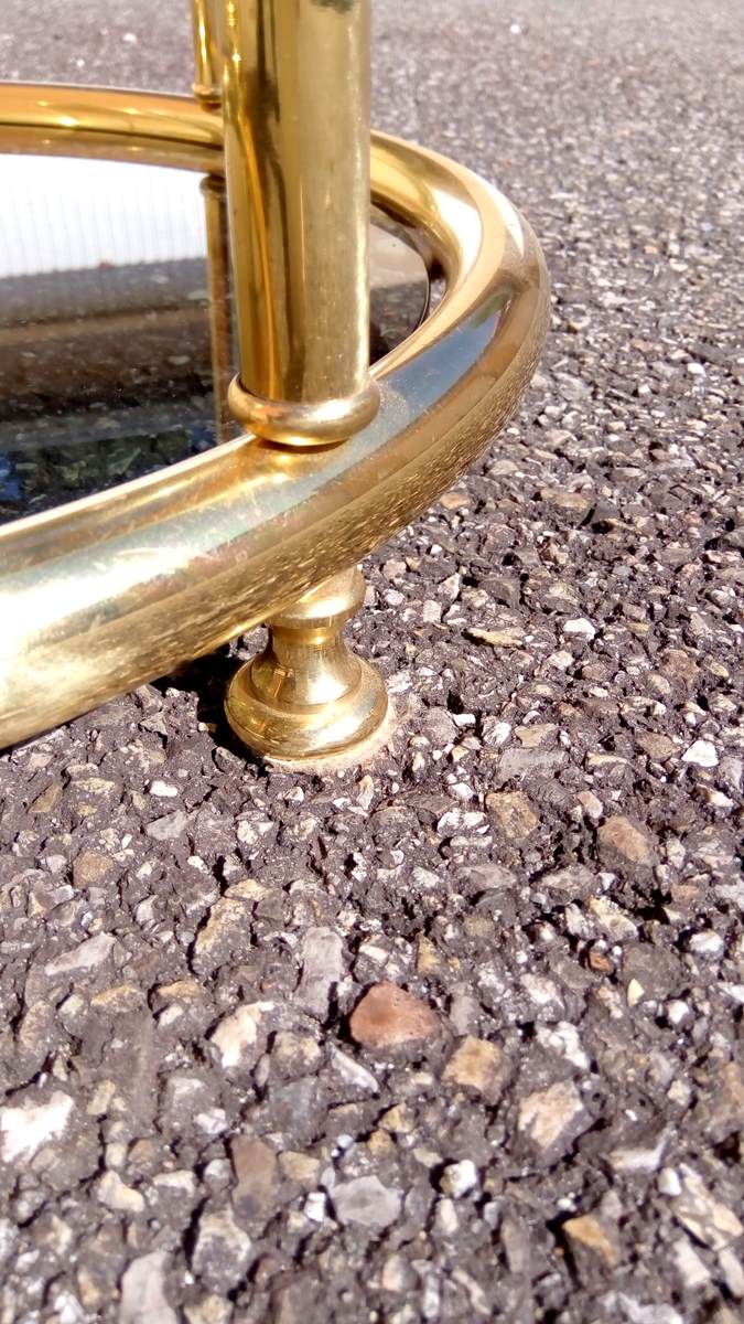 Pair of extra tables pieces of sofa gold metal 70s