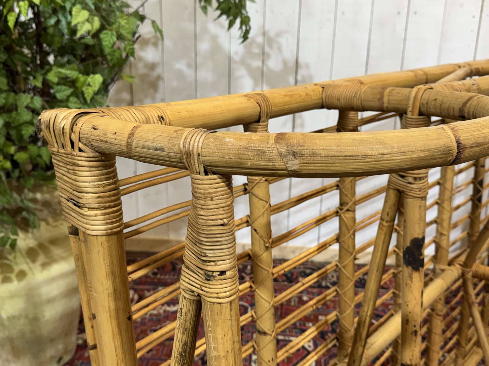 1960s rattan and bamboo daybed