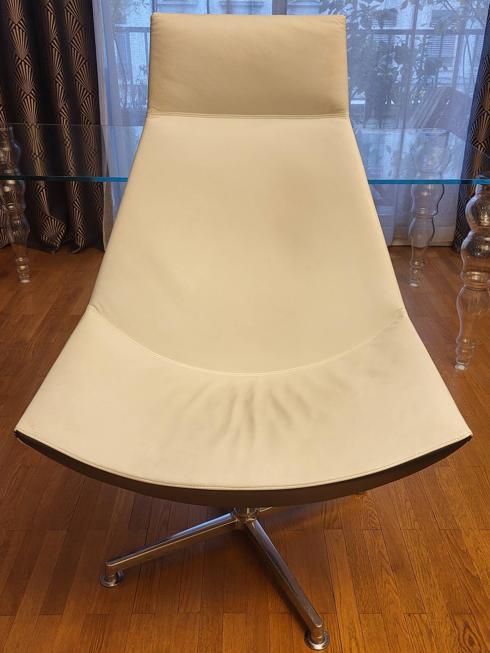 Kastel Kayak armchair in white leather, Modern Italy