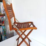 Chaise ancienne pliante 2 positions en bois latté