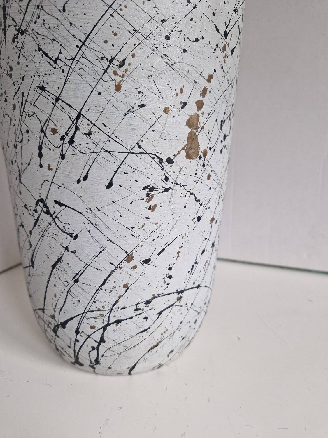 Painted Terracotta Vase with Graphic Pattern