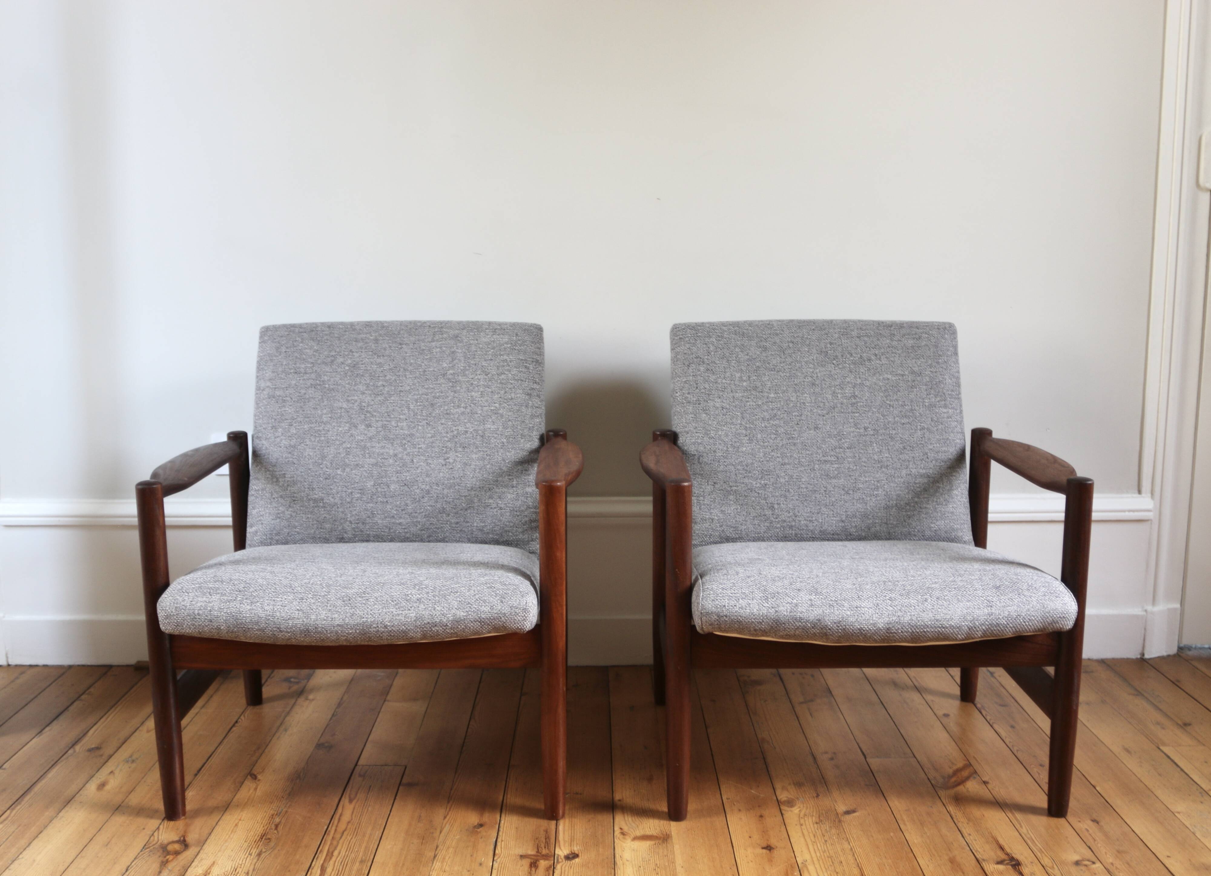 Pair of vintage Scandinavian teak armchairs from the 1960s