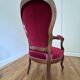 Fauteuil ancien voltaire velour rouge
