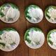 6 plates of asparagus artichokes in slurry, salines