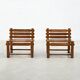 Pair of 1970s Brutalist Solid Oak Side Chairs