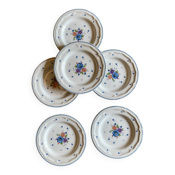 Lot de 6 assiettes à dessert vintage