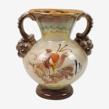 Multicolored vase 2 handles 19 cm