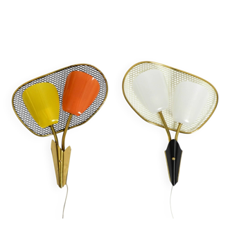 Pair of Mid Century expanded metal wall lamps still new and never connected