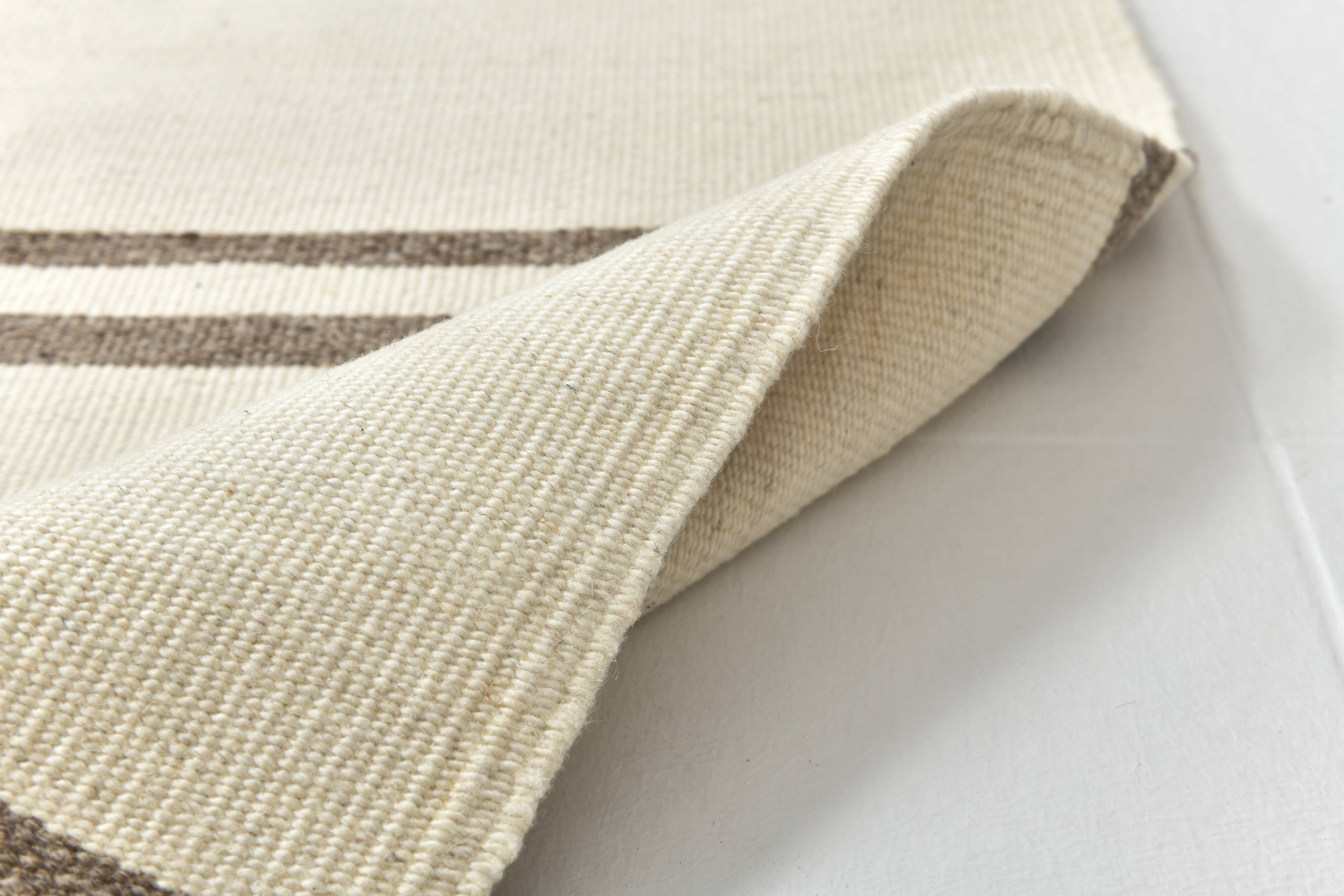 8x10 Large Beige & Brown Striped Pattern Handwoven Kilim Rug, 246x316 Cm