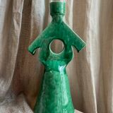Berber candle holder in green glazed terracotta