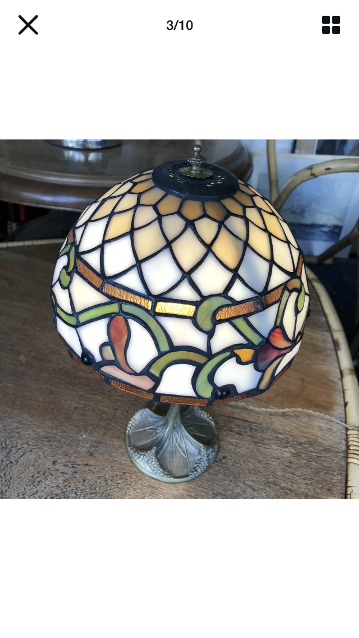 Lampe signé Georges Leleu époque art nouveau  chapeau Tiffany