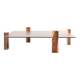 Handcrafted coffee table with ceramic glass top and walnut legs