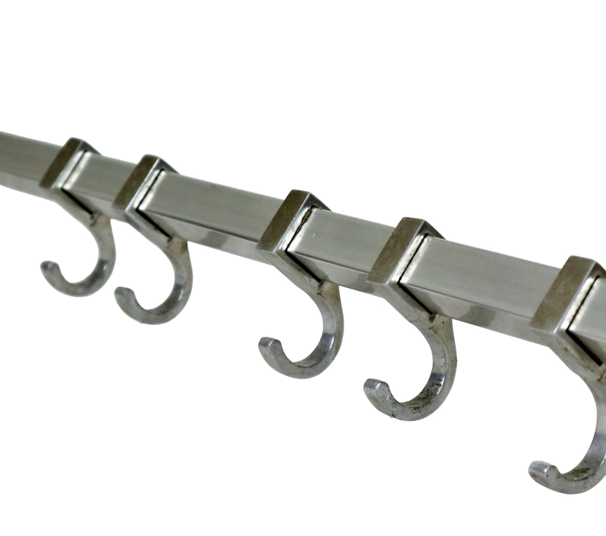 Modernist coat rack hat rack aluminum 7 hooks art deco style