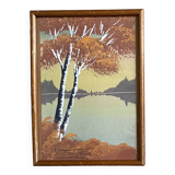 Painting on paper, glazed wooden frame