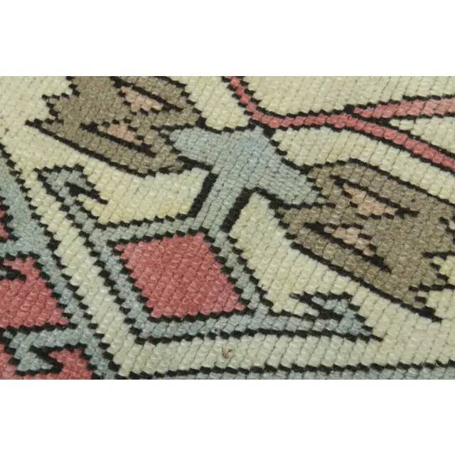 1970s vintage Turkish Oushak handmade wool cotton pink area rug 190x245