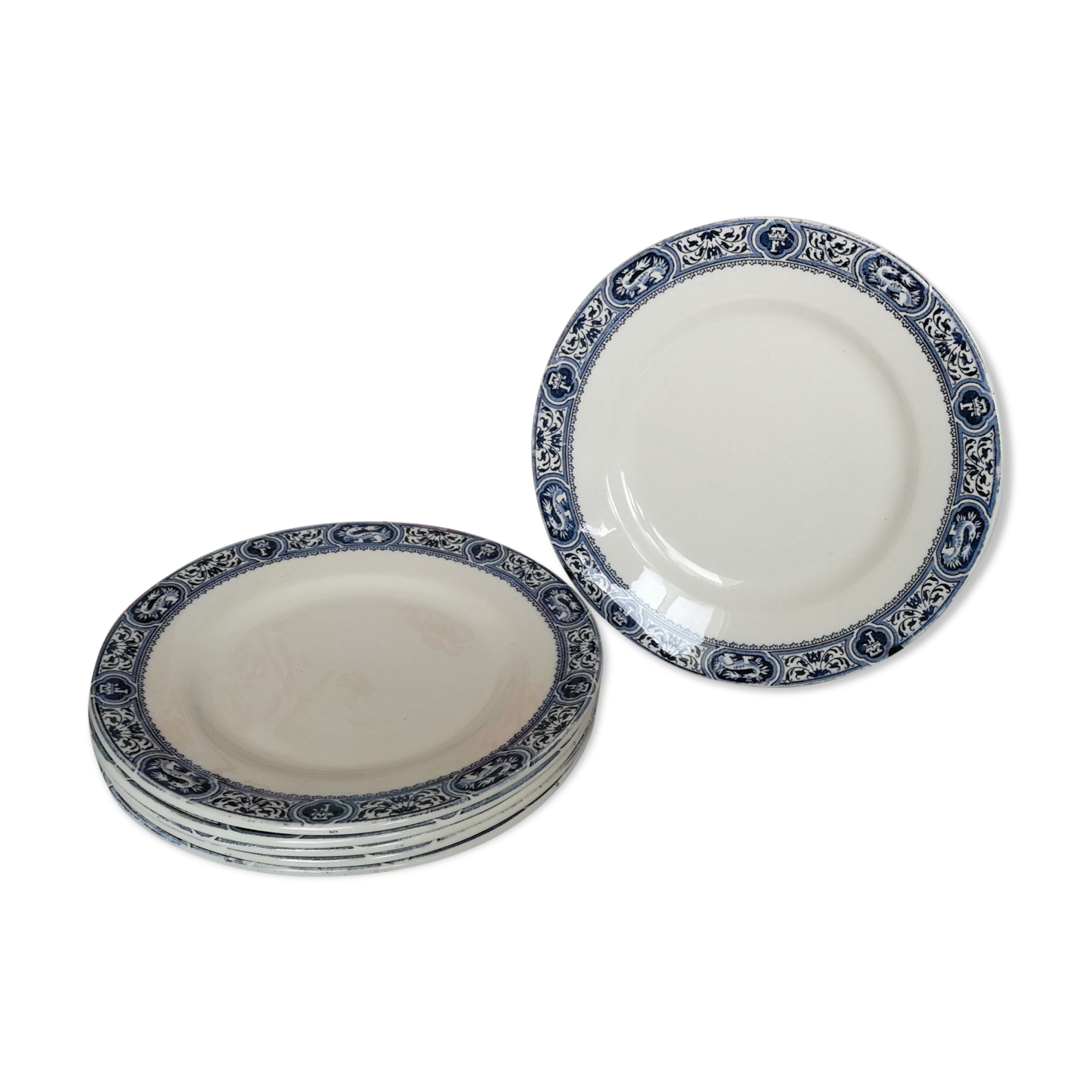 6 flat plates made of blue iron earth from Salins, François 1st