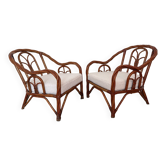 Paire de fauteuils en rotin torsadé 