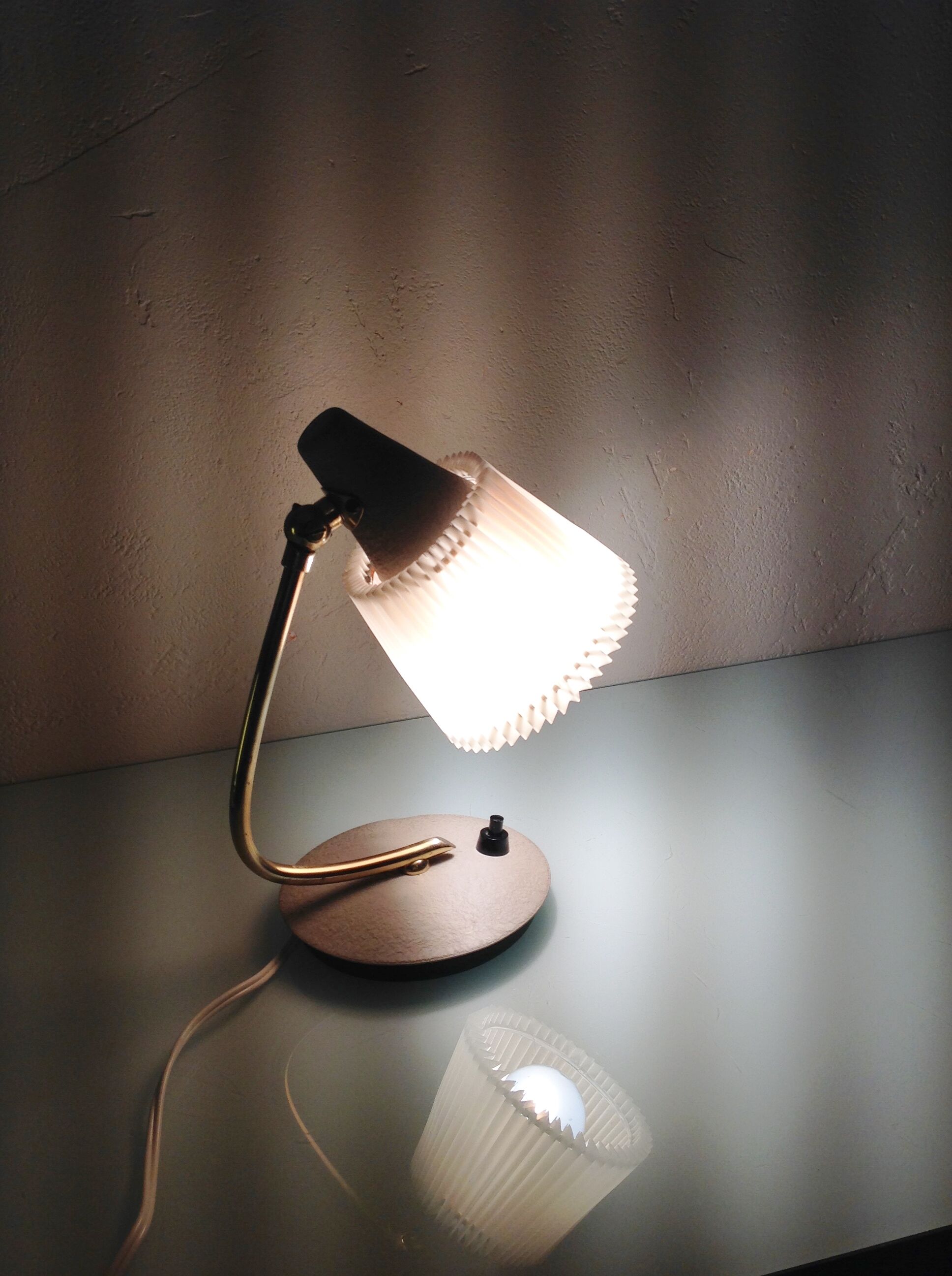 Bedside lamp with pleated day blinds, vintage 60