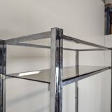 Etagère chromée et verre fumé des années 70