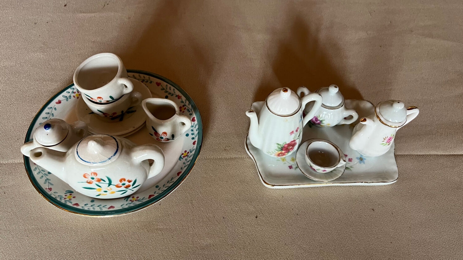 Set of 2 vintage doll coffee sets