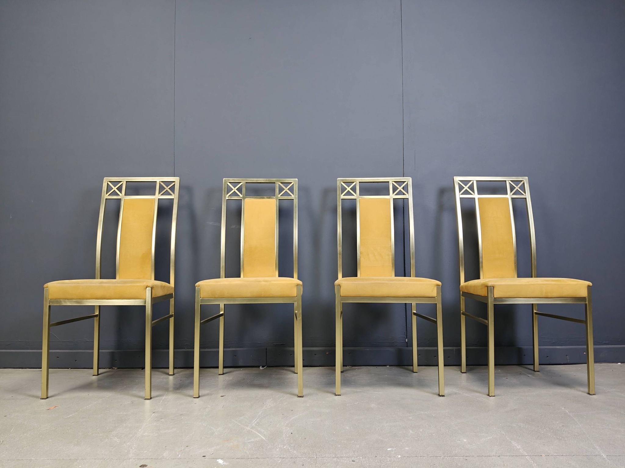 Vintage brass dining chairs by Belgochrom, 1970s