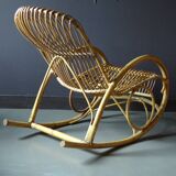 Rocking chair in vintage rattan from Rohe Noordwolde