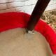Two vintage 60s/70s armchairs in red moumoute, pelfran style