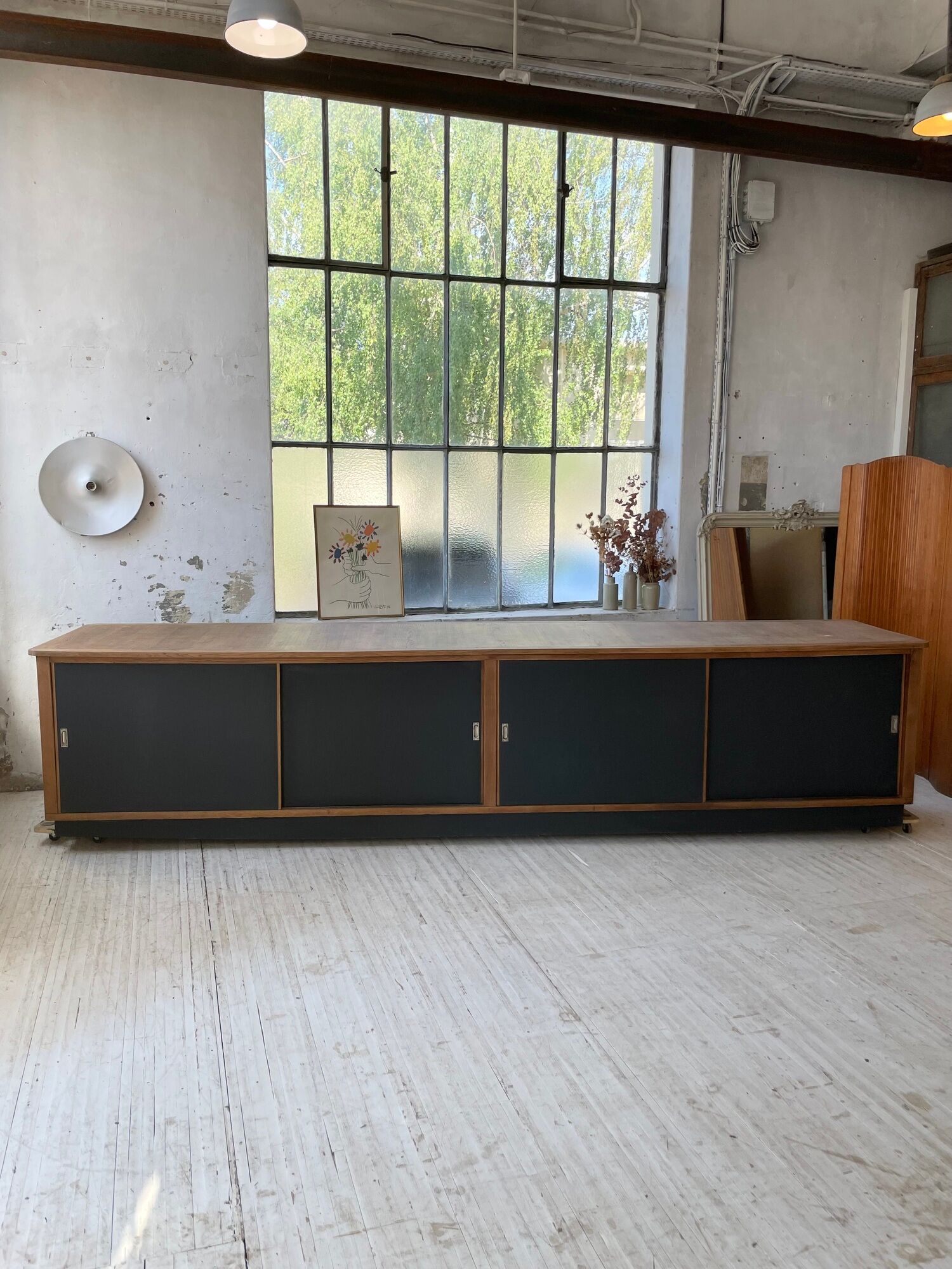 Two-sided counter sliding doors oak XXL 4m enfilade