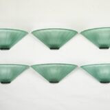 Set of six De Majo sconces in thick green murano glass. Italy 1980s