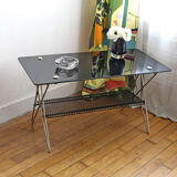 Glass and brass coffee table