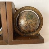 Vintage world map bookends terrestrial globes