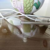 Ceramic ball lamp, with floral decoration, 70s, signed