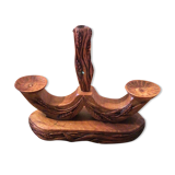 Bougeoir en bois sculpté