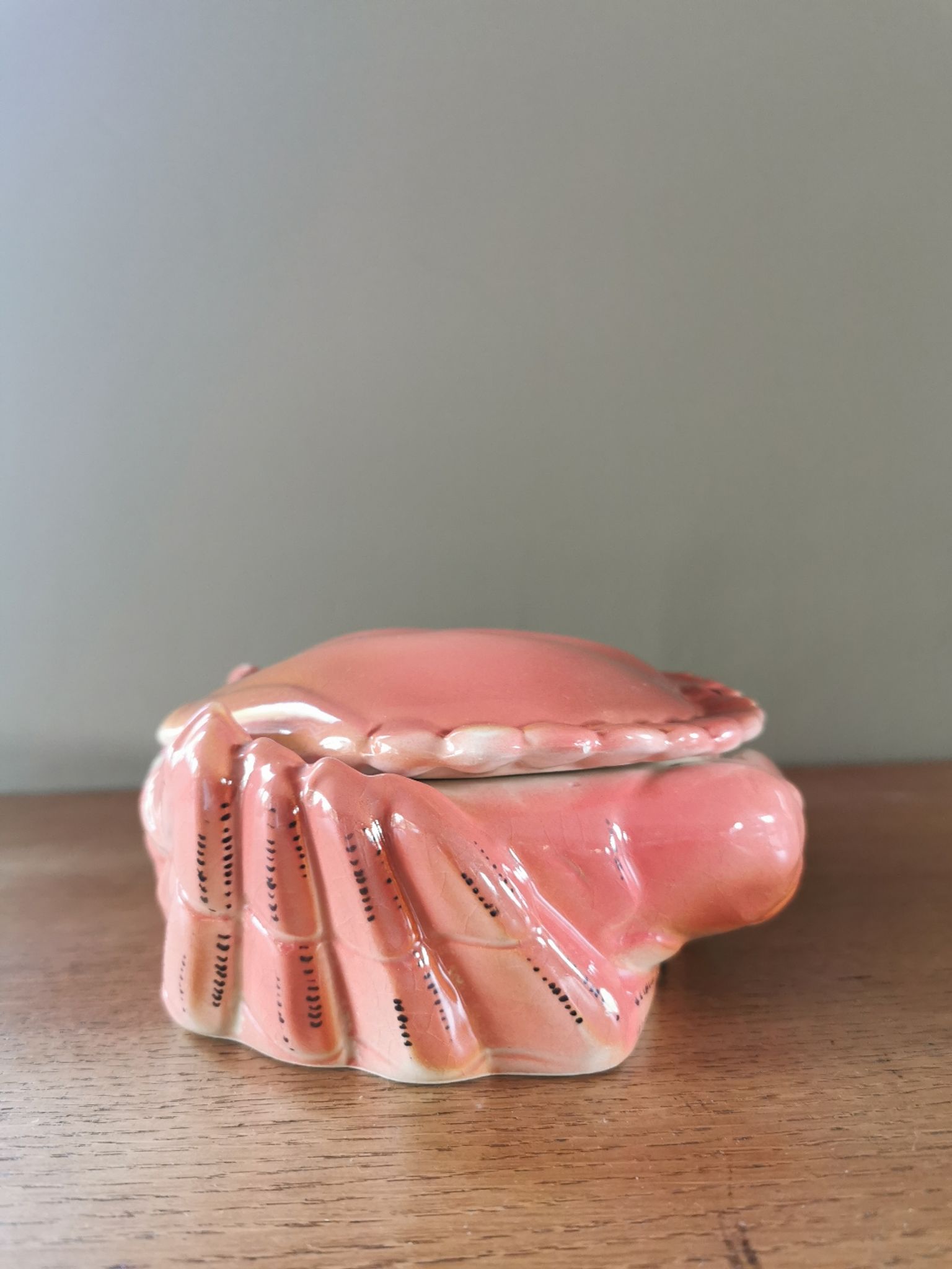 Vintage crab box in ceramic signed Caugant