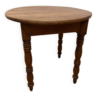 Small round cherry table, turned legs