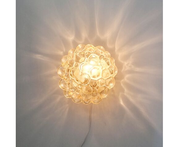 Mid-Century Amber Bubble Glass Flush Mount or Wall Lamp by Helena Tynell for Limburg, Germany, 1970s