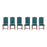 Suite de 6 chaises de style Louis XIII bleues