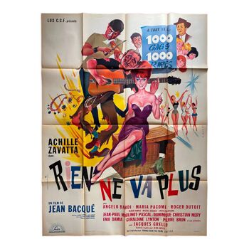 Affiche cinéma originale "Rien ne va plus" Achille Zavatta 120x160cm 1964